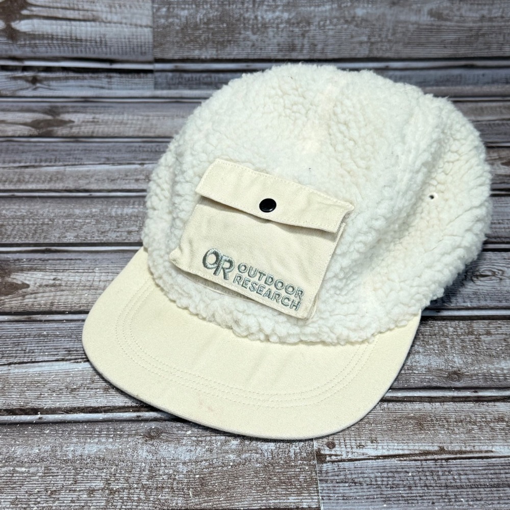 Outdoor Research Hat Unisex OS Cream White Sherpa Fleece Pocket 5 Panel